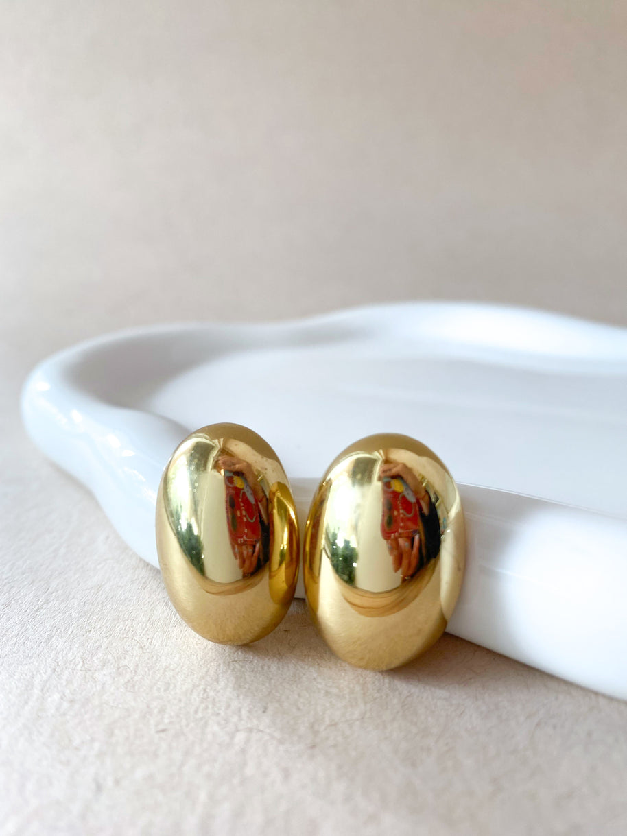 Golden Steel Drop Big Shape Earrings