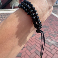 Black Crystals 3 Layers Heart Bracelet