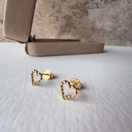 Heart Beads Stud 18k Gold Earrings