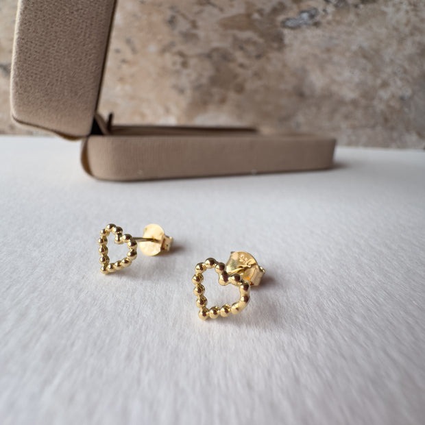Heart Beads Stud 18k Gold Earrings