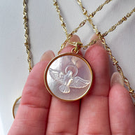 Sacred Mother of Pearl Assorted Medals Necklace
