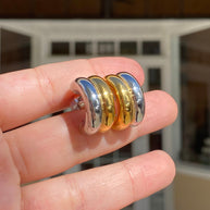 2 Gold Medium Steel Earrings