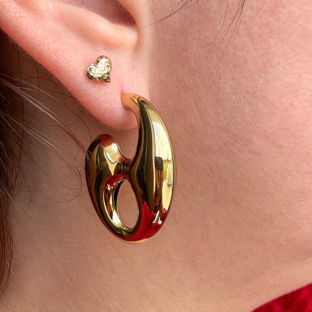 Aretes Grano de Cafe Grande Gold