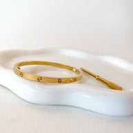 Golden Steel Screw Thin Bracelet with Screwdriver