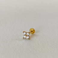 Little Flower Steel Golden Zircons Piercing Earrings