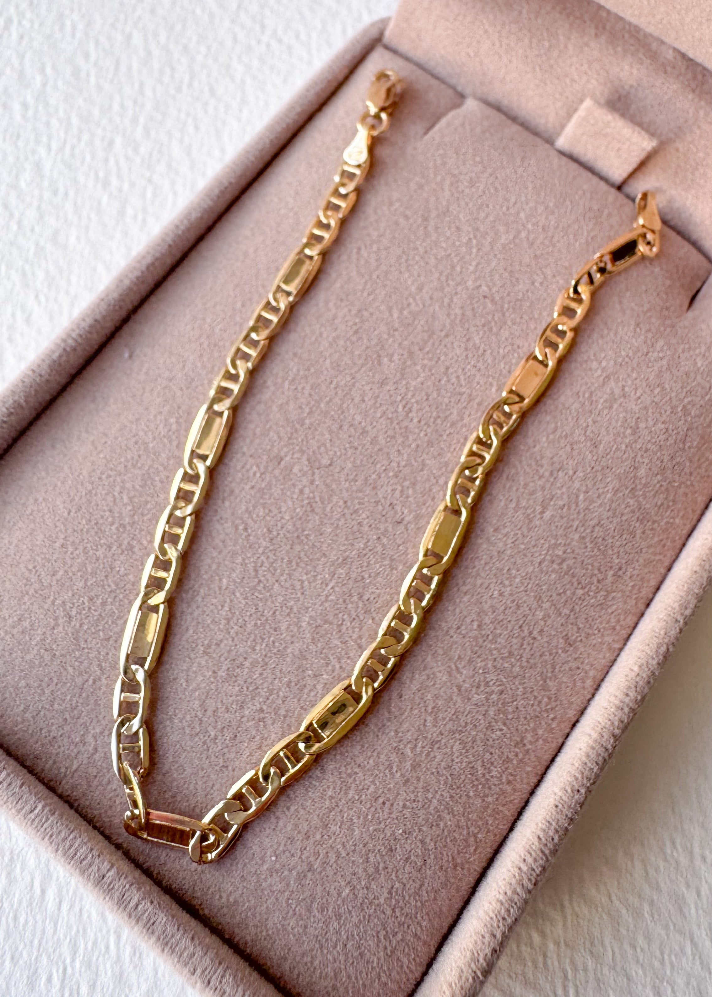 Plain Links Style 14k Solid Gold Bracelet