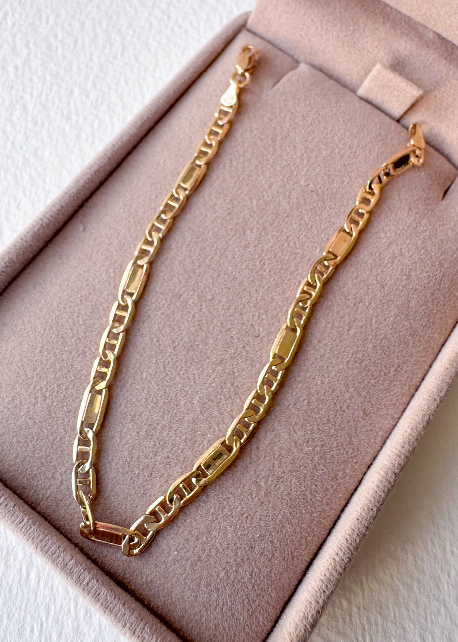 Plain Links Style 14k Solid Gold Bracelet