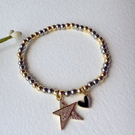 Big Star ⭐️ & Black Heart 🖤 Elastic Bracelet