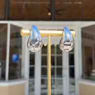 Big Drop Steel Silver & Gold Earrings