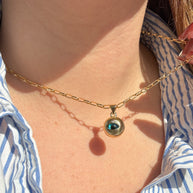 Paper Clip Big Evil Eye Necklace