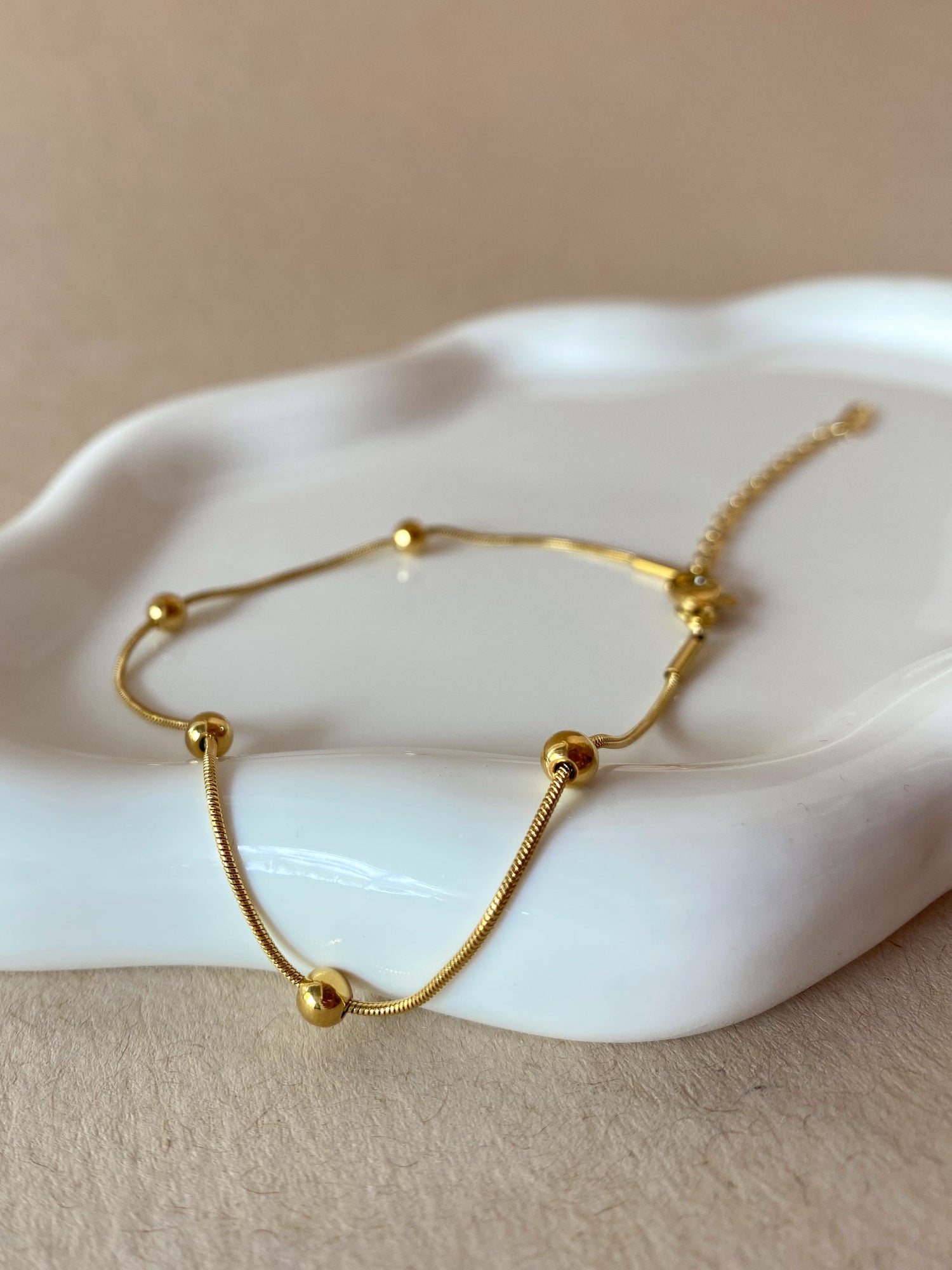 Golden Little Balls Steel Anklet