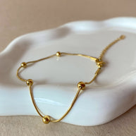 Golden Little Balls Steel Anklet