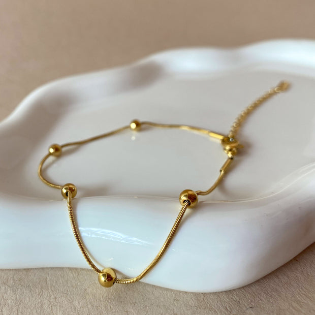 Golden Little Balls Steel Anklet