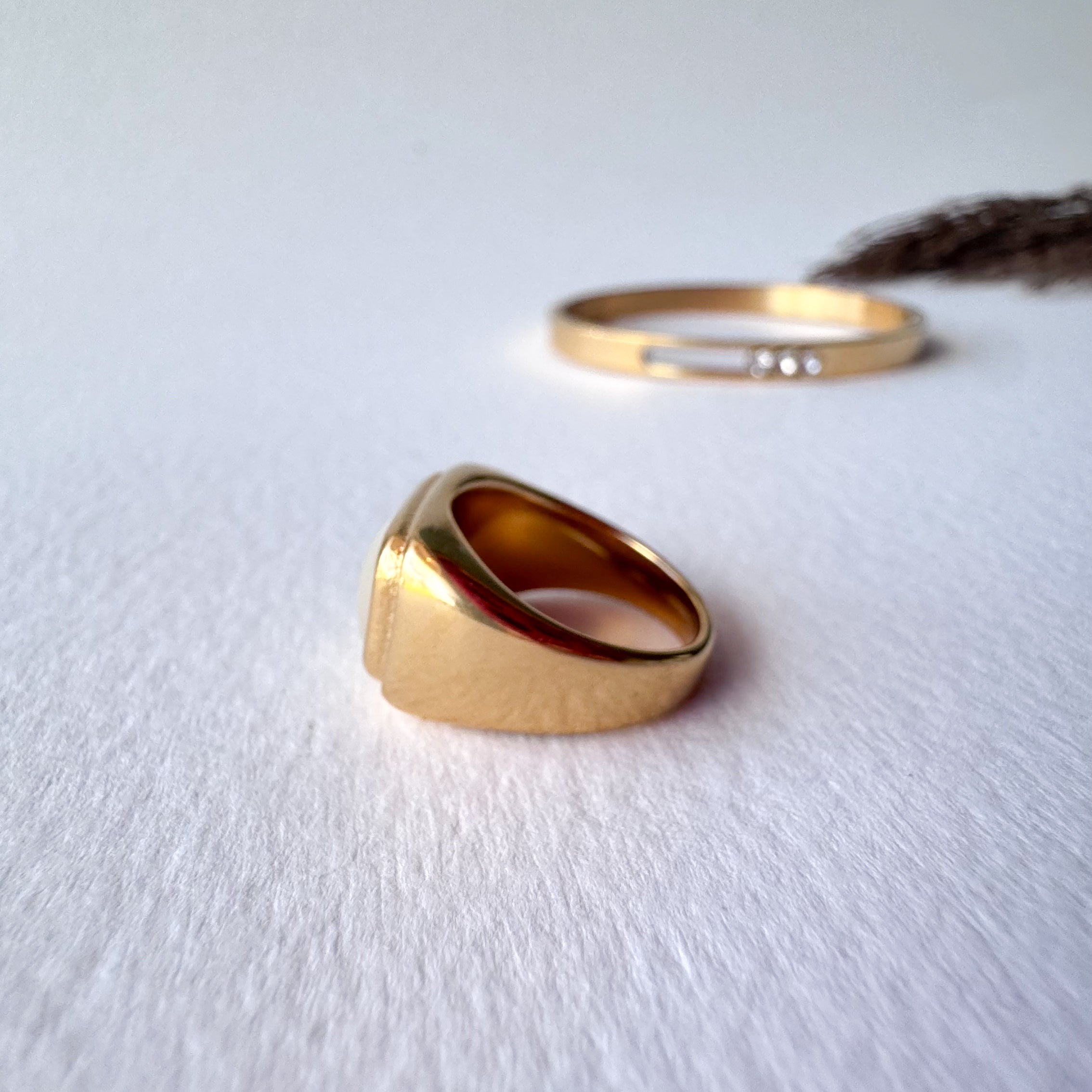 Mother od Pearl Square Style Steel Ring