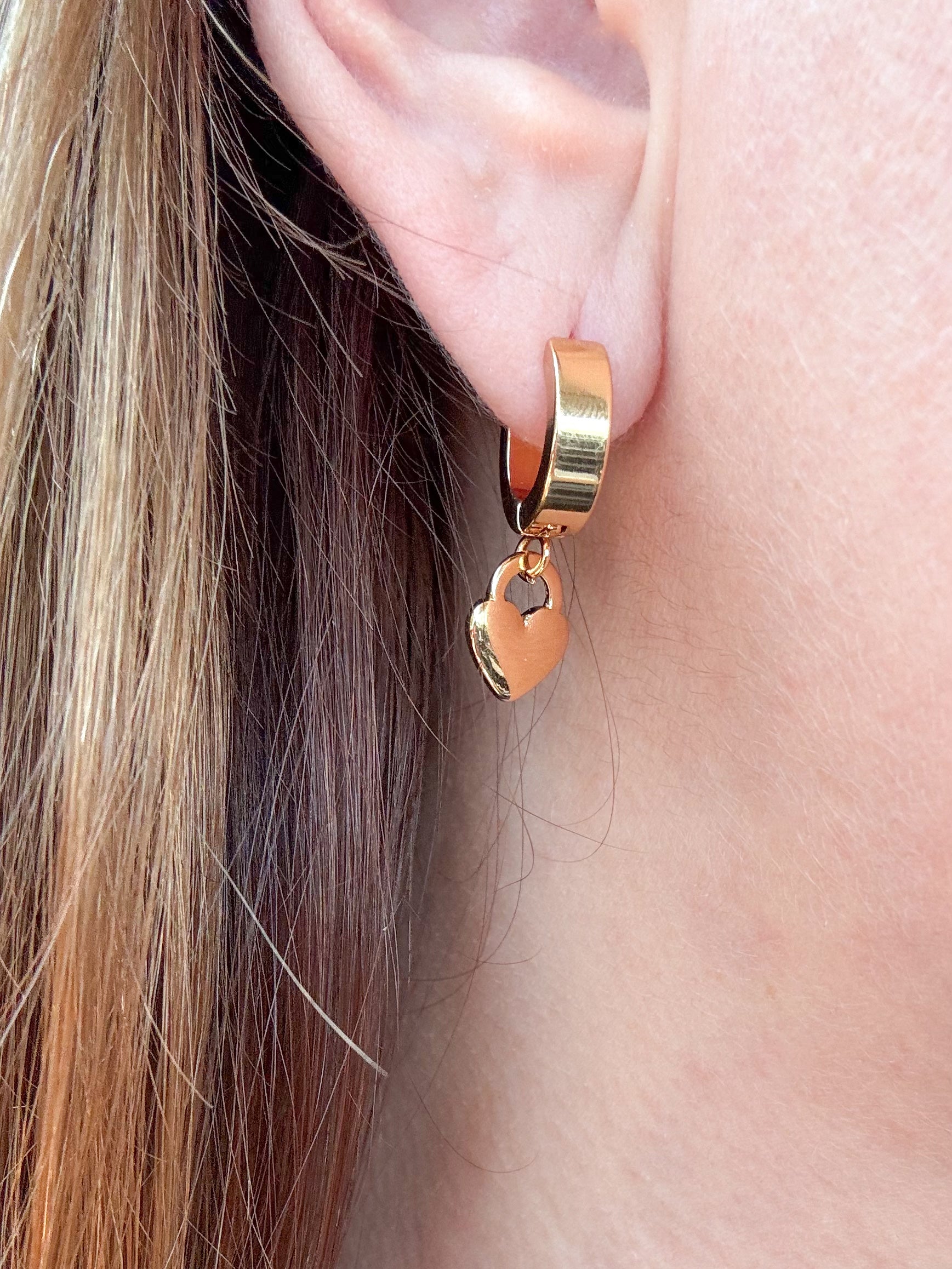 Golden Steel Hearts Hoops