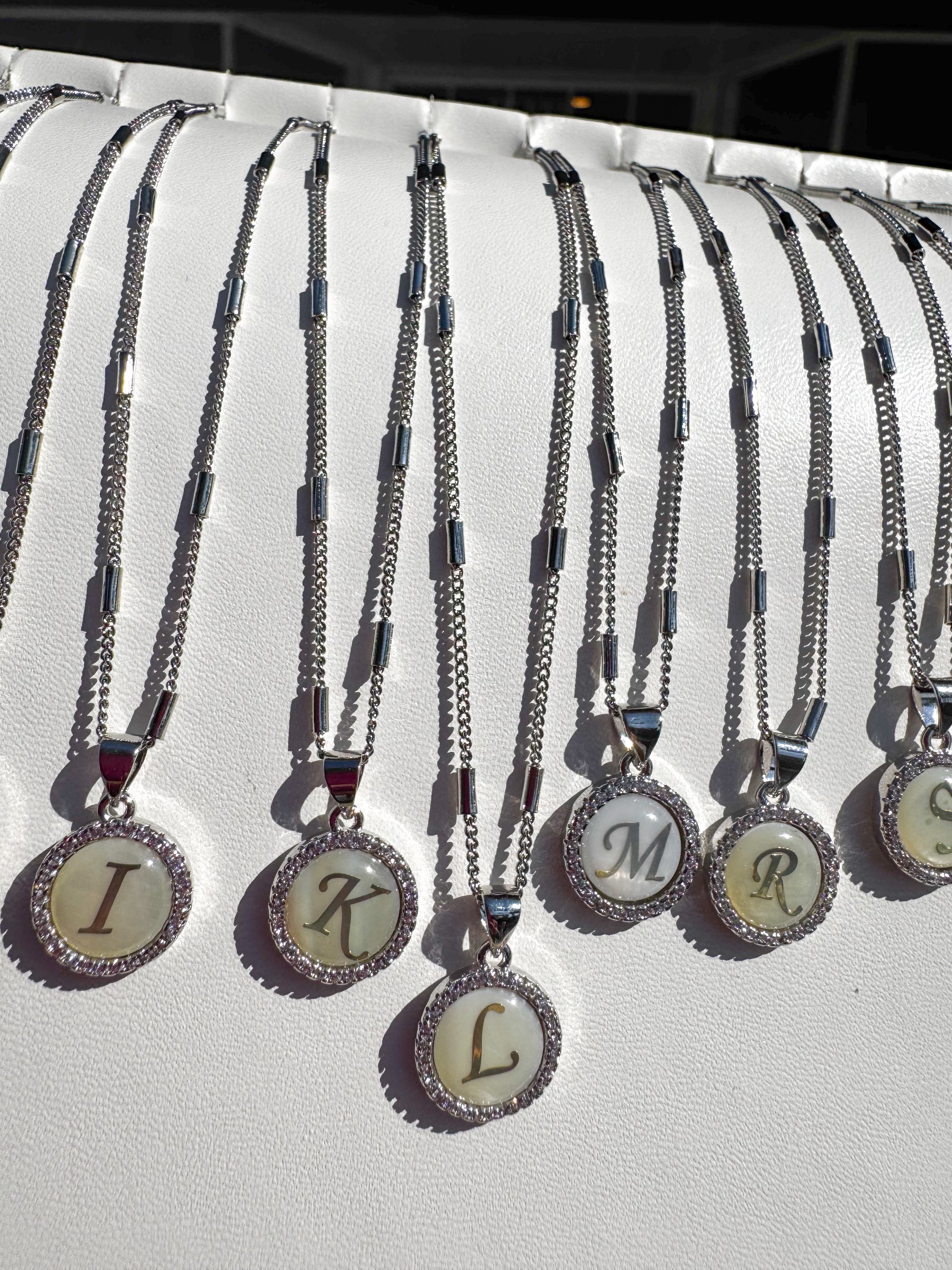 Initial Silver Mother of Pearl Necklace