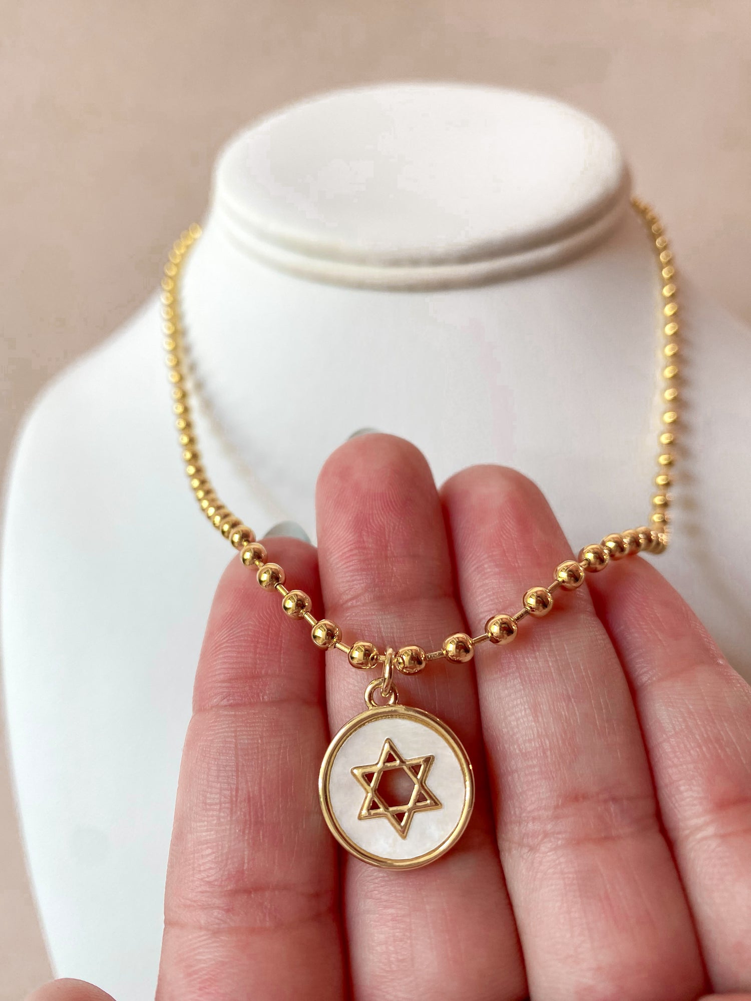 Star of David Mother of Pearl Necklace
