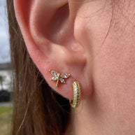 Dragonfly Earrings / Mini Crystal Gold Hoops