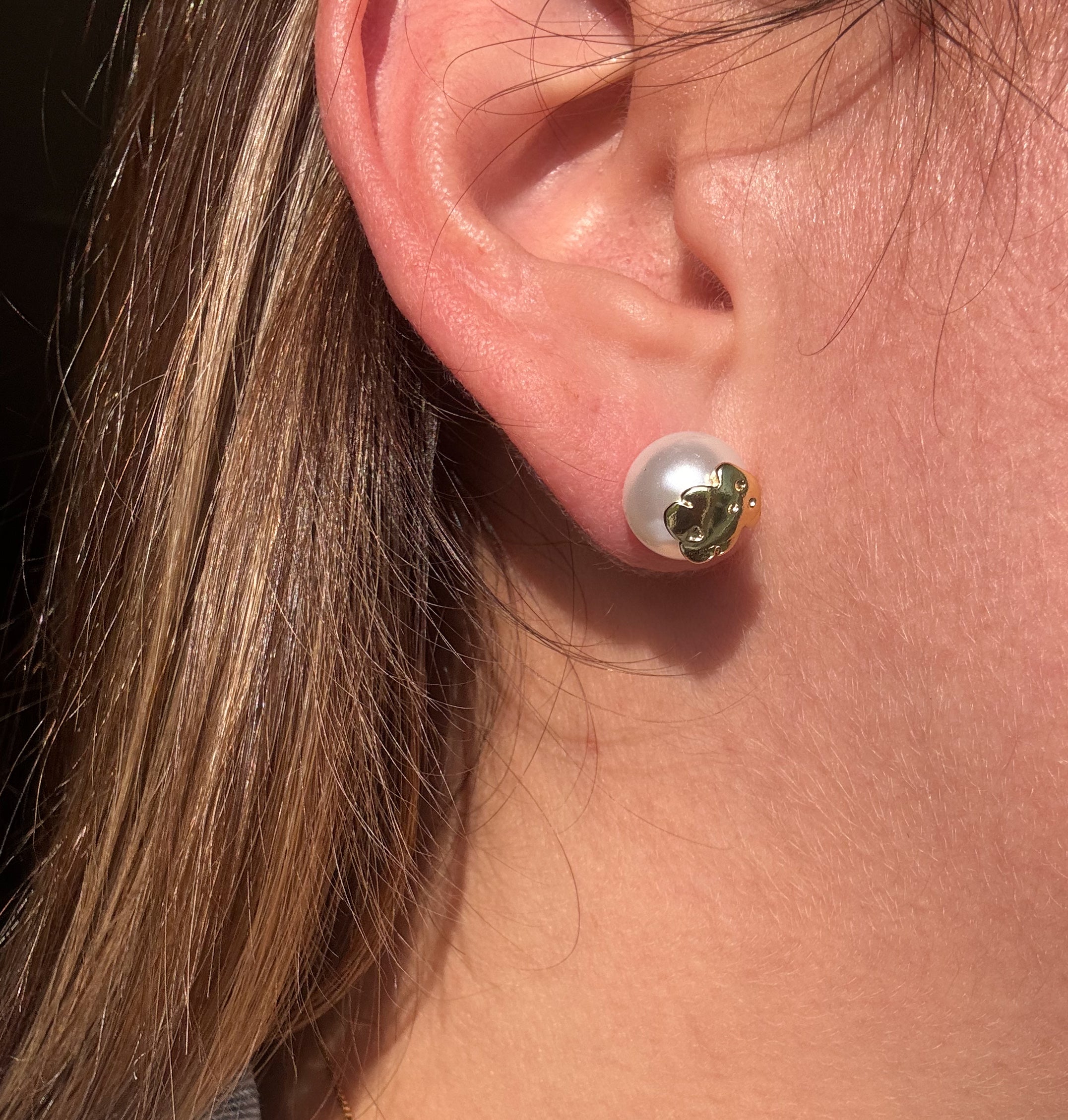 Aretes Mini Osito en Perla