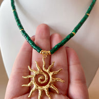 Big Golden Sun in a Malachite Necklace