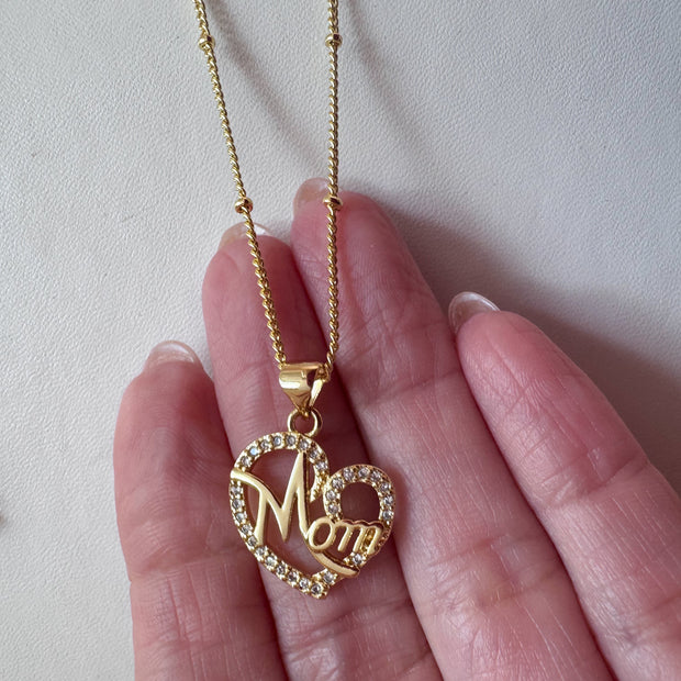 Mom Crystal Heart Shape Necklace