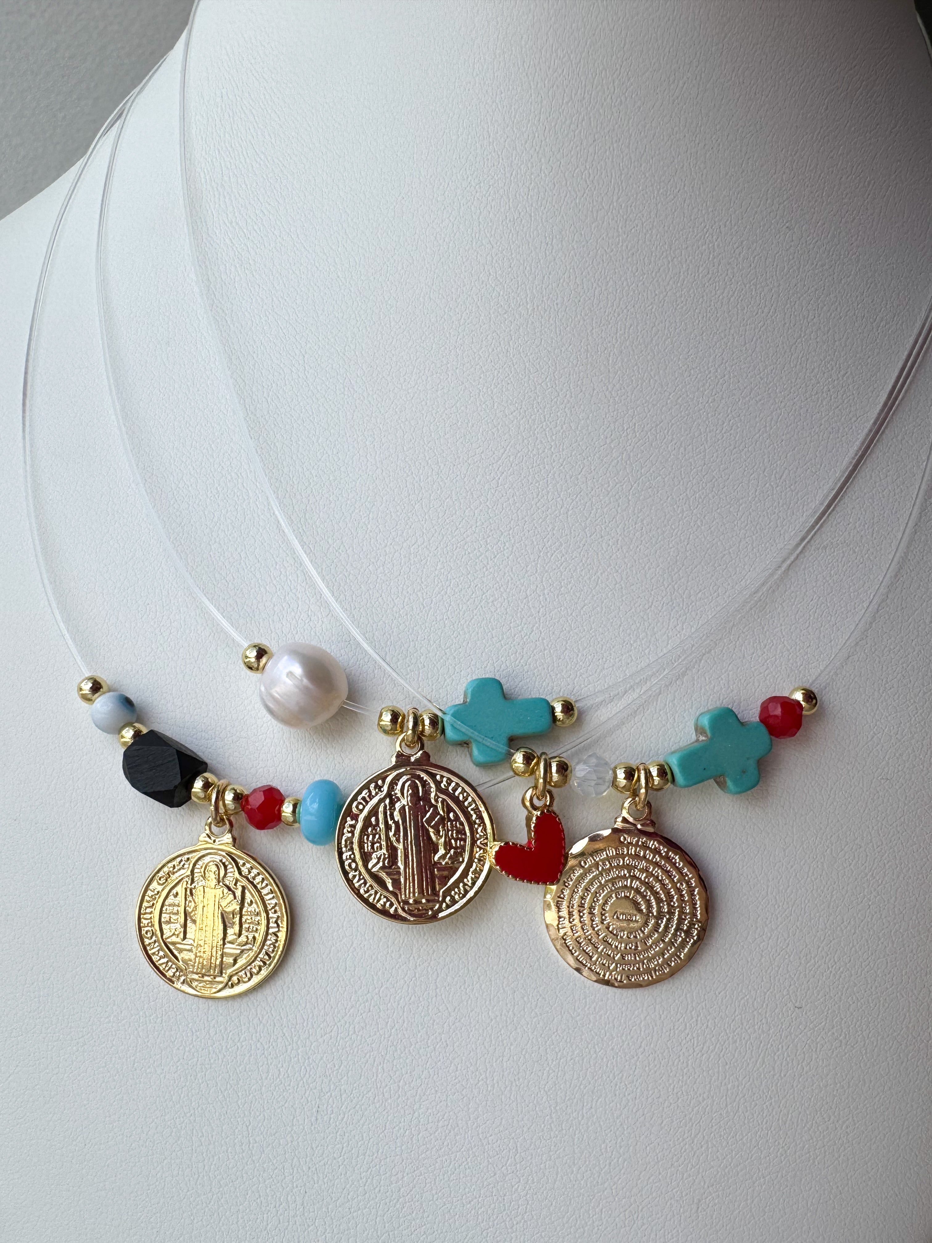 St. Benedict & Our Father Ghost Style Necklace