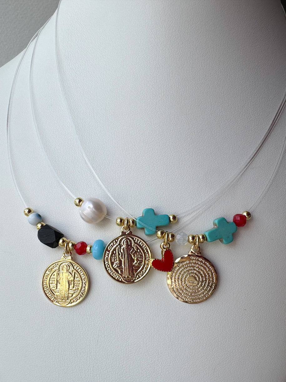 St. Benedict & Our Father Ghost Style Necklace