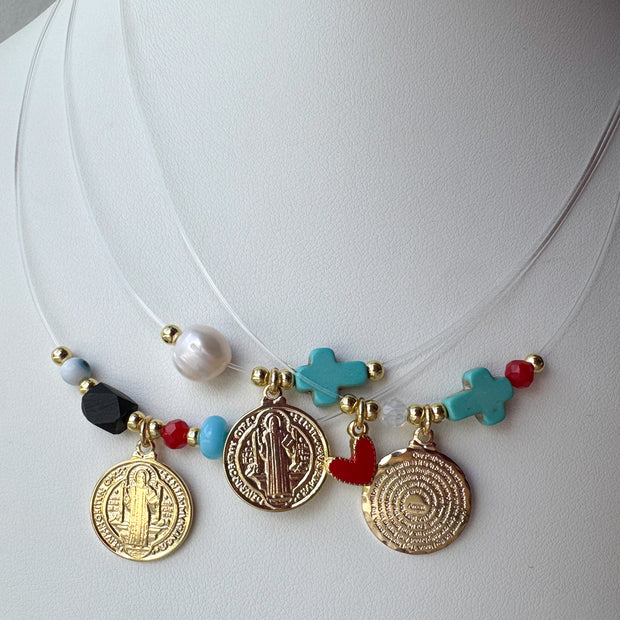 St. Benedict & Our Father Ghost Style Necklace