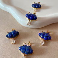 Cloud Lapislazuli and Raindrop Crystal Charm