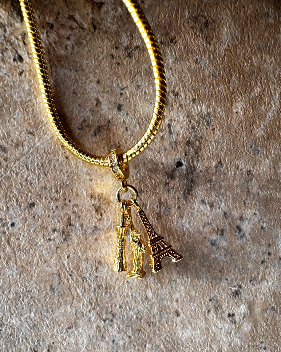 Tower of Pisa + Eiffel Tower + Statue of Liberty Charms Bracelets