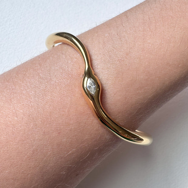 Golden Steel Wavy Shape Bracelet