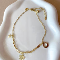 Golden Butterfly and Star Links Chain Style Anklet