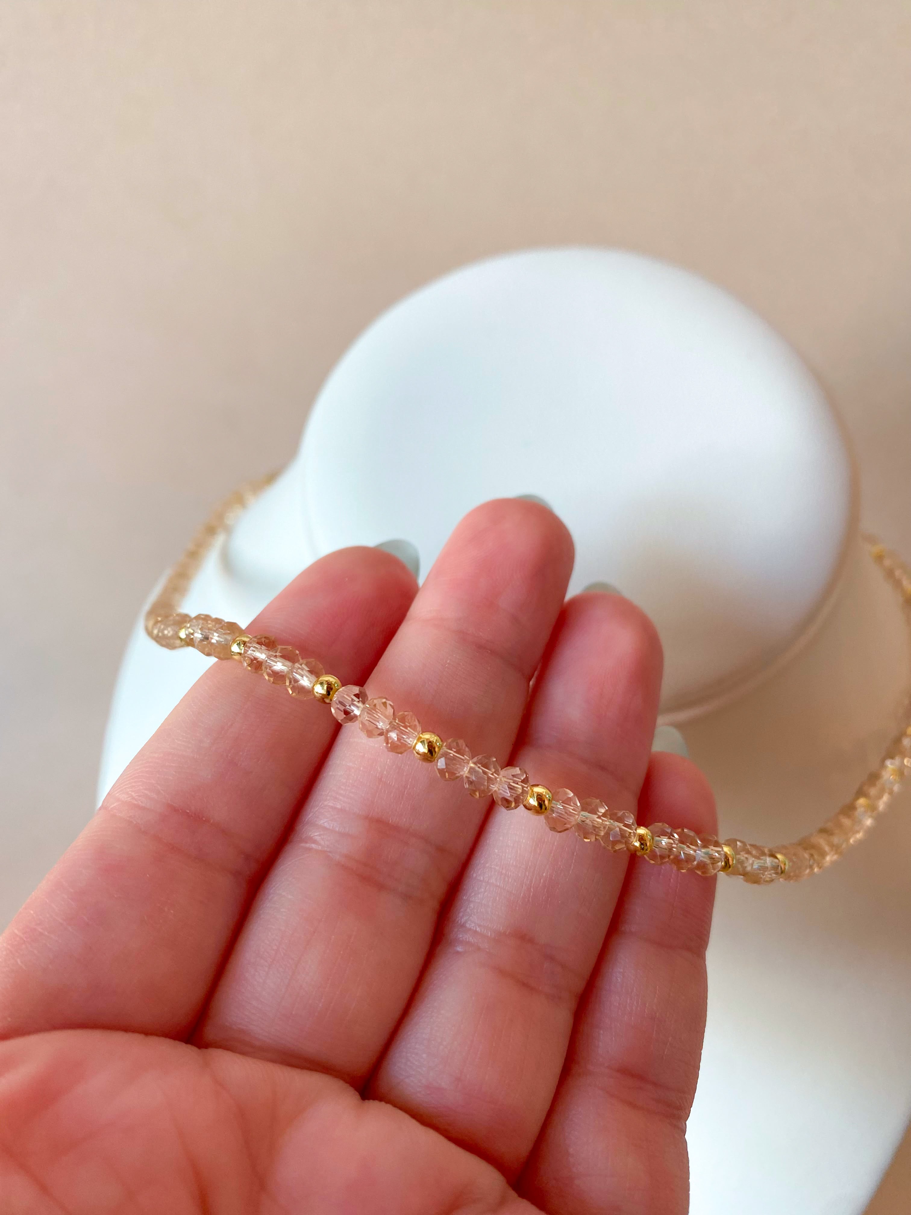 Light Brown Crystals Plain Necklace