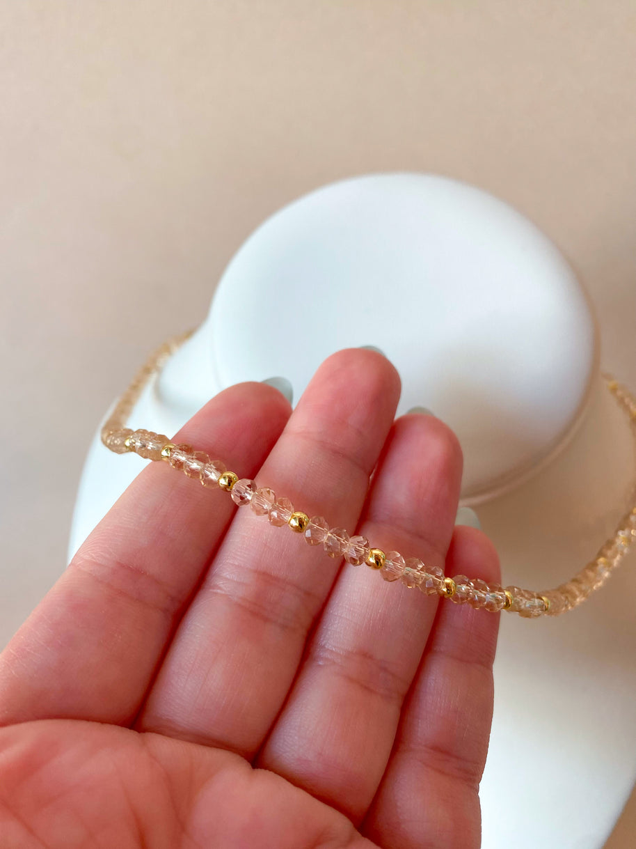 Light Brown Crystals Plain Necklace