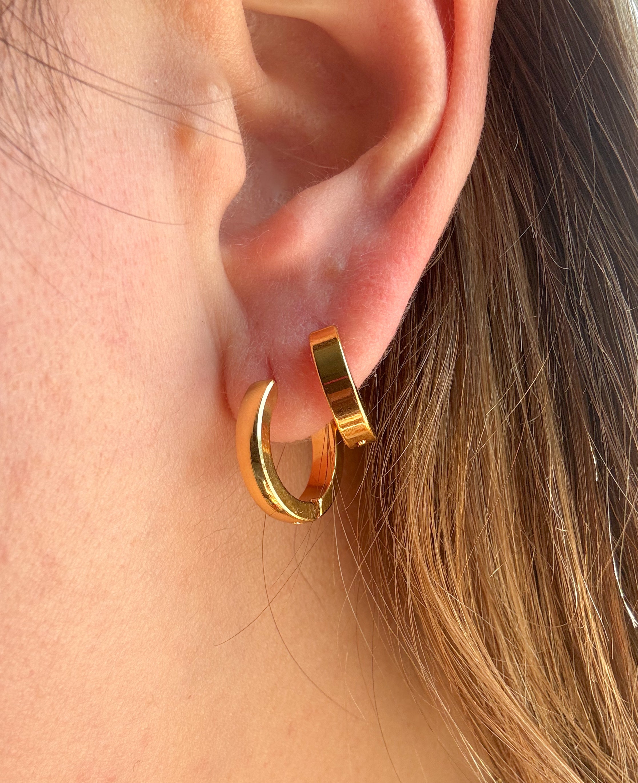 Medium & Little Gold Steel Hoops