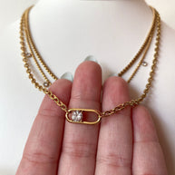 3 Layer Zircons Steel Necklace