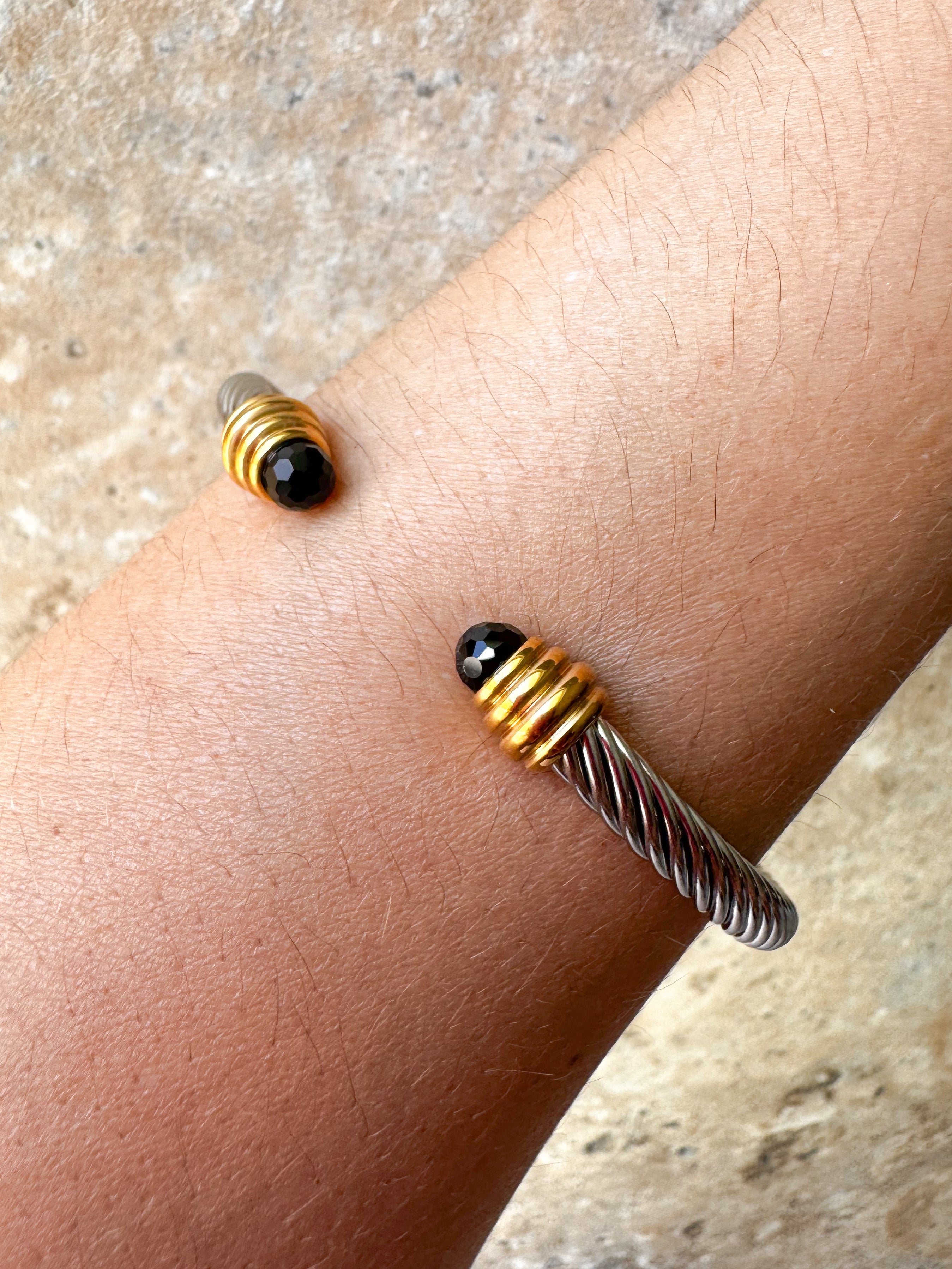 Golden, Silver & Black Steel Bracelet