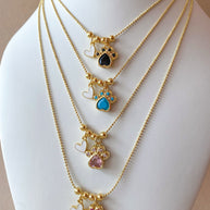 4 Different Multicolor Style of Dog Paw and Heart Necklace