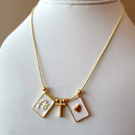 Faith Heart White Scapular with Golden Cross Necklace