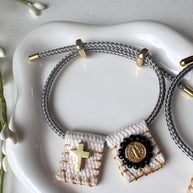 Black Crystals St. Benedict Scapular Adjustable Bracelet