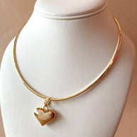 Golden Medium Heart in Choker Necklace
