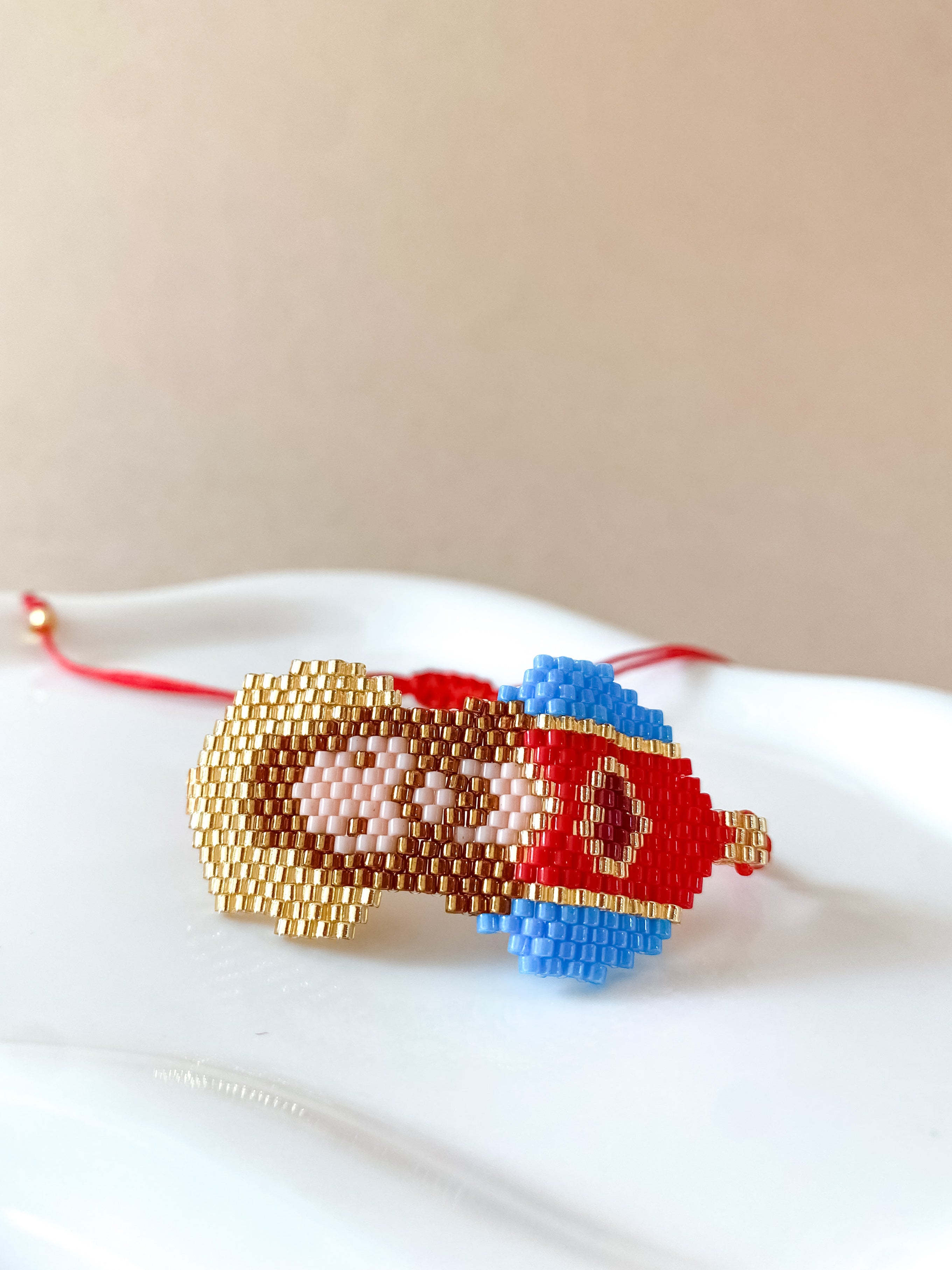 Jesus & God Red, Gold and Blue Miyuki Handmade Adjustable Bracelet