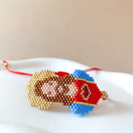 Jesus & God Red, Gold and Blue Miyuki Handmade Adjustable Bracelet