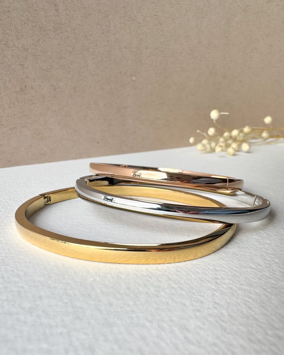 Golden, Silver & Rose Gold Plain Bangle Bracelet