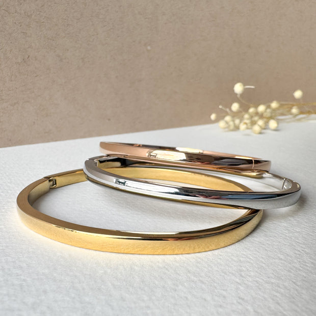 Golden, Silver & Rose Gold Plain Bangle Bracelet