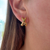 Golden X Style Steel Earrings