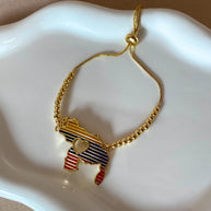 Venezuelan Tricolor Map Adjustable Golden Bracelet