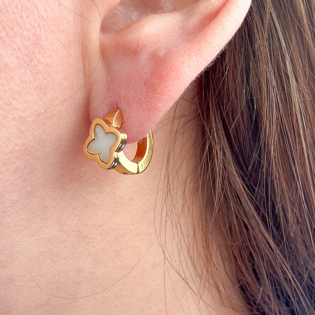 Clover Mother Of Pearl Steel Hoops