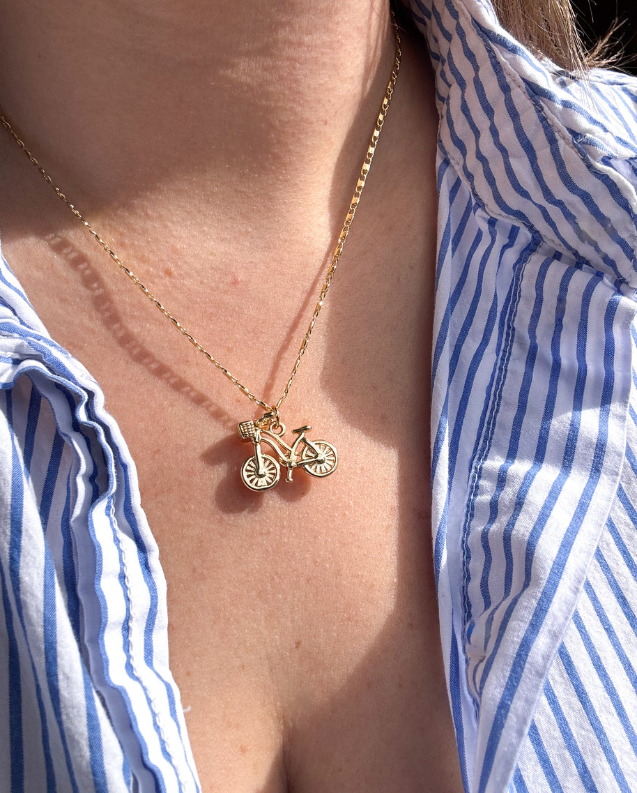 Golden Bicycle Necklace