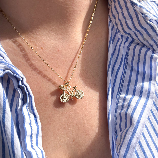 Golden Bicycle Necklace
